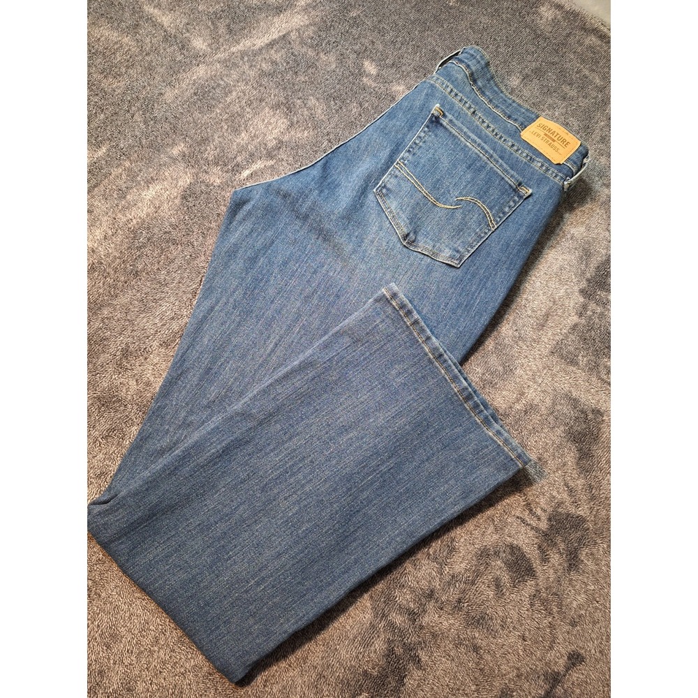 Signature Levis Strauss‎ Mid Rise Boot Cut Jeans Womens 16M Med Wash Western...